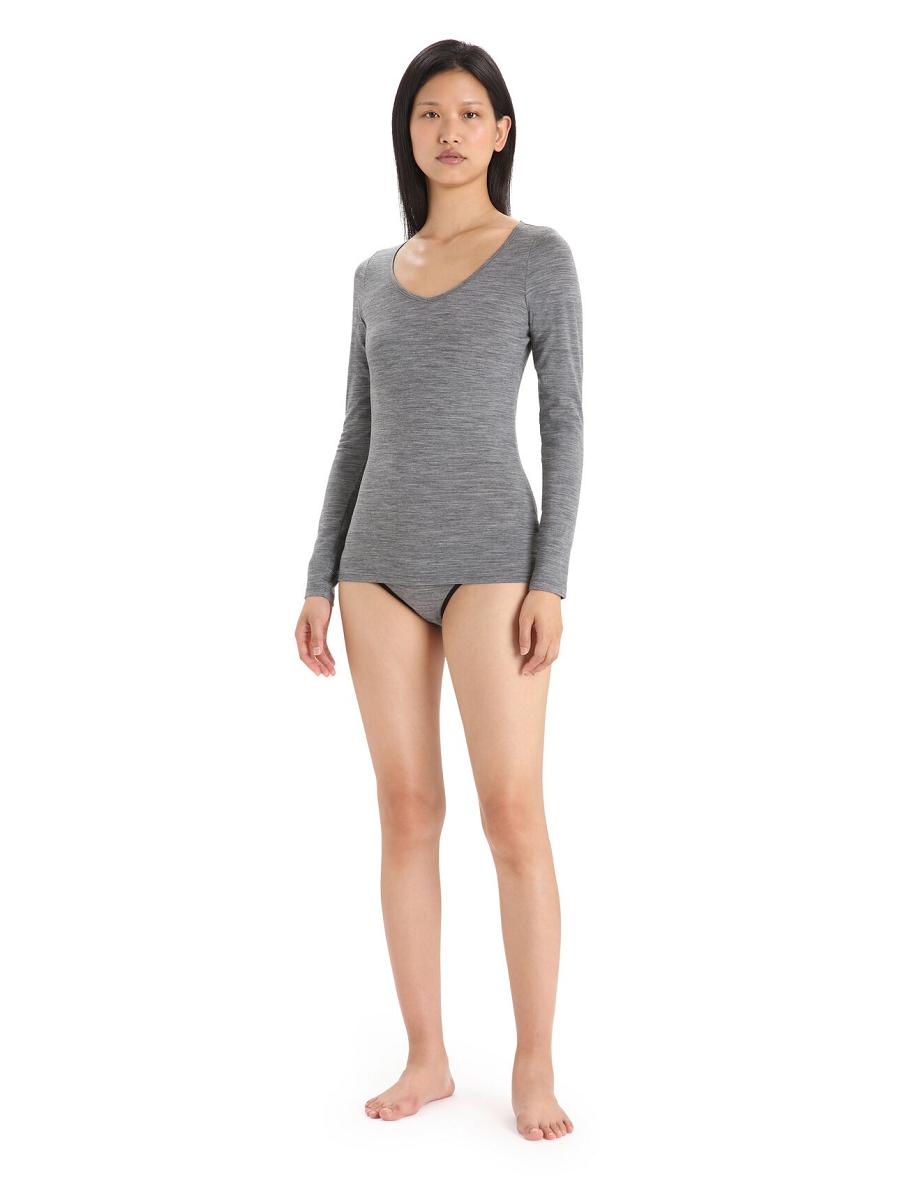 Gritstone Heather Icebreaker Merino Siren Long Sleeve Sweetheart Top Women's Underwear | AU 1690HAPK